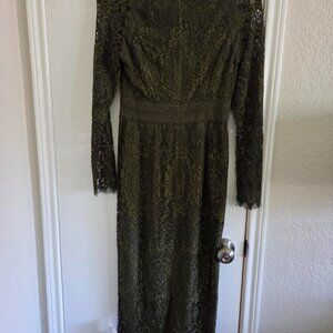 Olive Asos Midi Lace Sheath dress